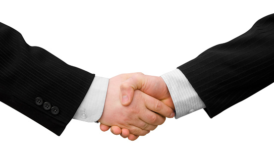 a handshake of two businessmen on a png  background