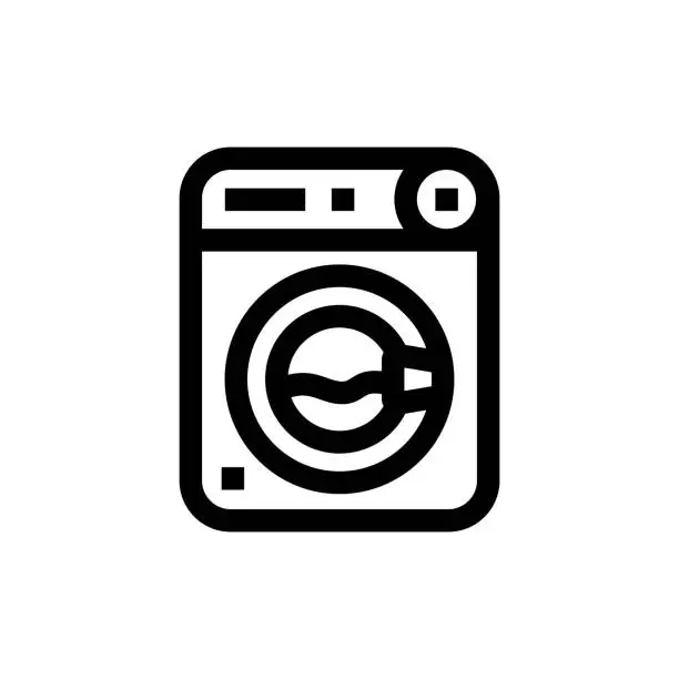 Vector illustration of Washing Machine Line icon, Design, Pixel perfect, Editable stroke. Logo, Sign, Symbol. Cleaning Product, Cleaner, House Cleaning.