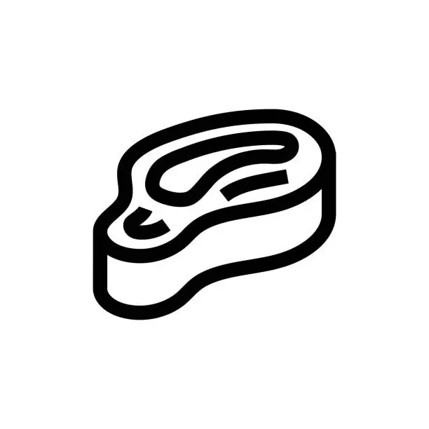 Vector illustration of Steak Line icon, Design, Pixel perfect, Editable stroke. Logo, Sign, Symbol. Fast Food, Restaurant, Meal, Dinner.