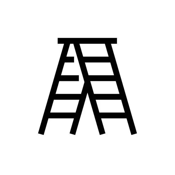 Vector illustration of Stepladder Line icon, Design, Pixel perfect, Editable stroke. Logo, Sign, Symbol.