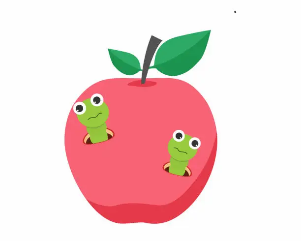 Vector illustration of apple with germs 1
