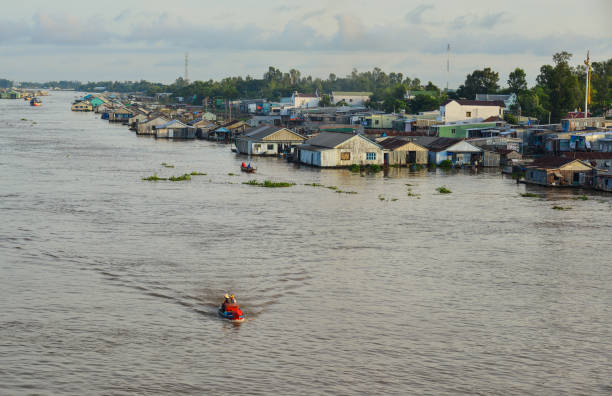 Floating houses in Chau Doc, Vietnam