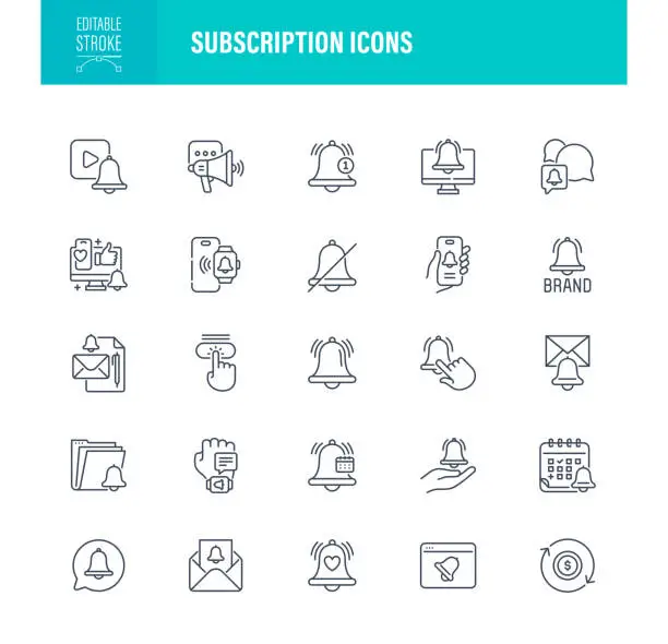 Vector illustration of Subscription Icons Editable Stroke