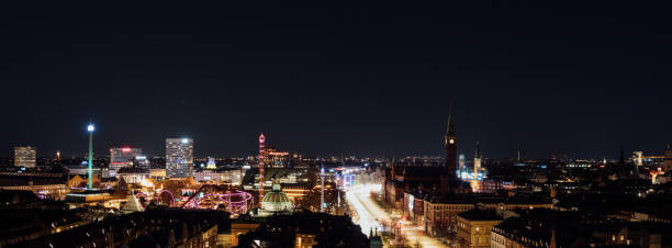 istock Panoramic view of Copenhagen cityscape at night 1613620889