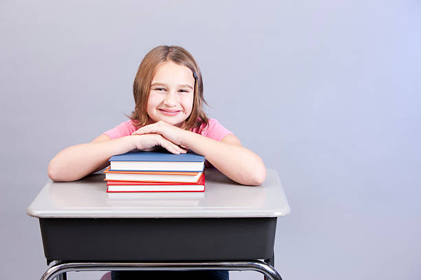 istock Education: Caucasian Girl Studying or Learning at Desk Head Shoulders 161362216