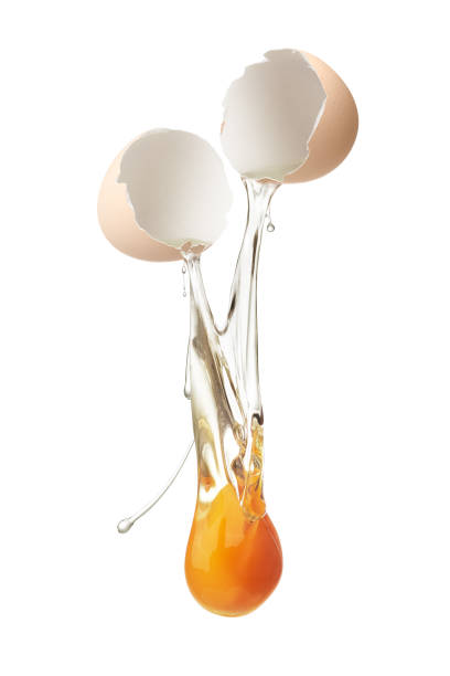 istock Egg yolk and white dropping out of cracked shell 1613625239