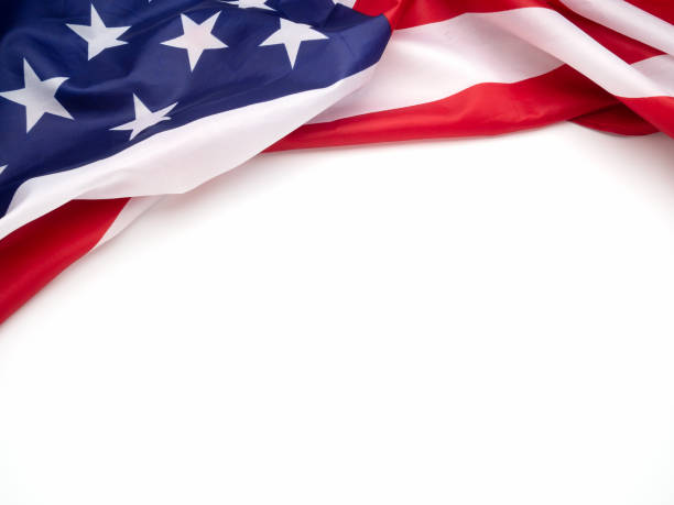 istock Top view of the American flag on a white background 1613656872