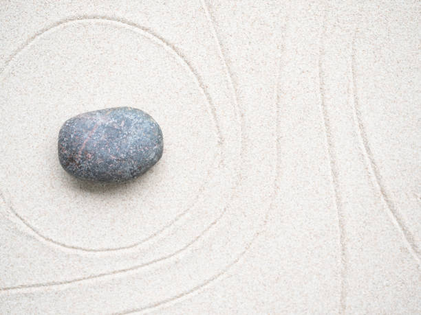 istock Zen Pattern Background, Japanese Garden White Sand Line Circle Pebble Rock Spa Top View Nature, Abstract Texture Japan Harmony Balance Wellness Calm Meditation Spirituality, Buddhism 1613658034