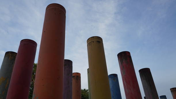 colorful pillars in banda aceh city stock photo