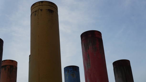 colorful pillars in banda aceh city stock photo