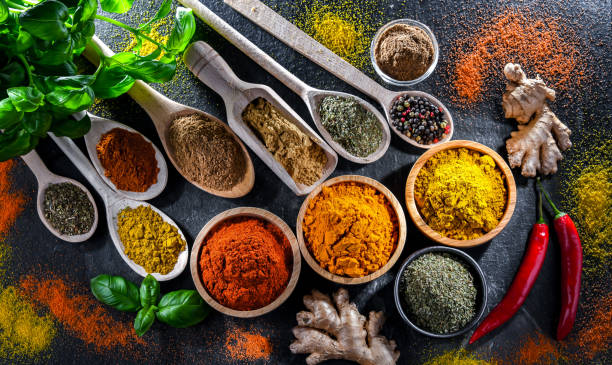 istock Composition with assortment of spices and herbs 1613703387