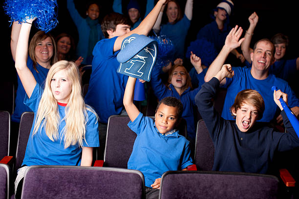 istock Sports Fans: Adults Children Enthusiastic Spectators Team Color Blue 161370686