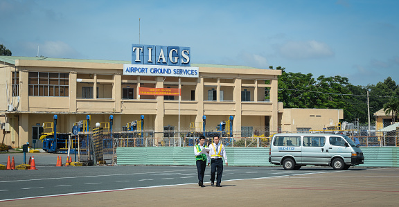 Saigon, Vietnam - Sep 7, 2015. Staffs walking at Tan Son Nhat Intl Airport in Saigon, Vietnam. Tan Son Nhat is the busiest airport with 32.5 million passengers in 2016.