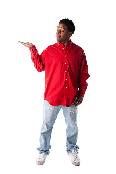 istock Real People: Young Adult Black Man Hand Up Displaying Something 161371099
