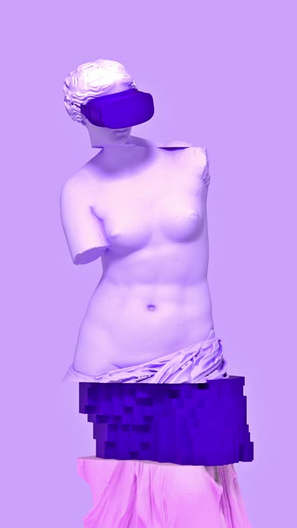 Vertical video of 3d glitch of venus de milo