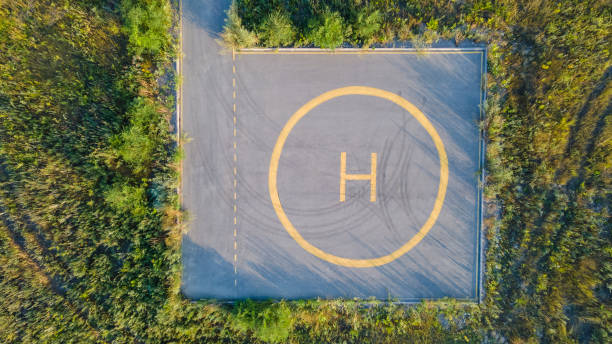 istock Helicopter pad in the field 1613731653