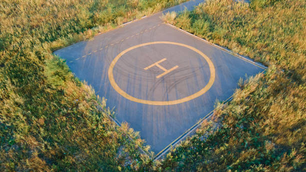 istock Helicopter pad in the field 1613731776