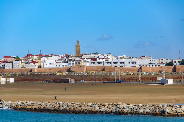 morocco. sale. located on the edge of the atlantic ocean, on the right bank of the mouth of the bouregreg, opposite the national capital rabat - salé city imagens e fotografias de stock