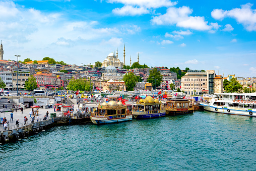 Istambul, Turkiye - July 03, 2023 : Beautiful and magnificent views of Istanbul in from the Bosphorus.