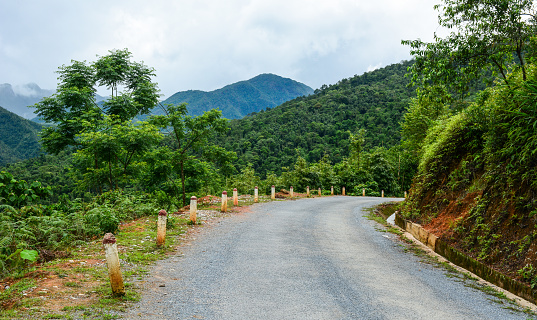 Rural road in Ha Giang Province, North of Vietnam.