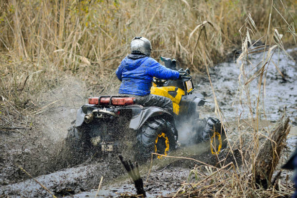 istock Cool view on extreme ride on ATV, buggy, quad, UTV, 4x4 1613760569