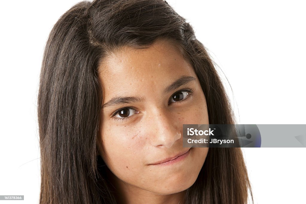 Ispanica Ragazza adolescente con Look di determinazione primo piano del volto - Foto stock royalty-free di 14-15 anni