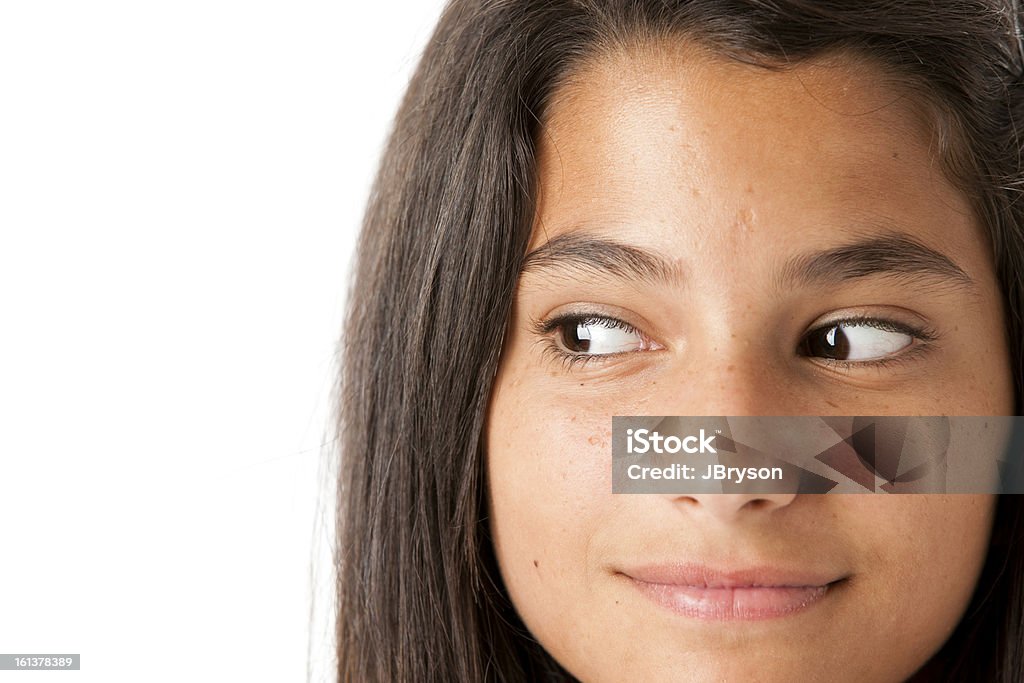 Hispanische Teen Mädchen Lächeln und Looks zu Seite Nahaufnahme Portrait - Lizenzfrei 14-15 Jahre Stock-Foto