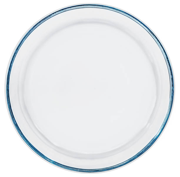 Large Round Clear Glass Cake Baking Dish Isolated on White Background Top View