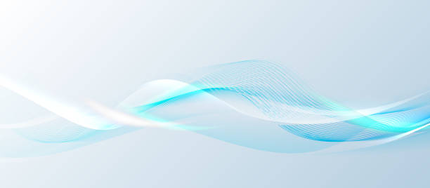 istock Blue and white abstract dynamic line wavy glowing background. Futuristic hi-technology concept. Vector illustration 1613833300