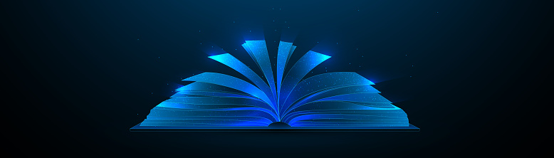 Open Book Visual Open Book Side View With Shining Pages Magic Book Low Polygonal And ...