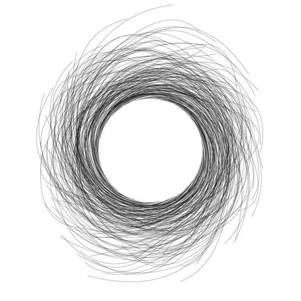 Vector illustration of Copy space circle covered by irregular fine lines