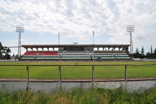 Main stand of the Republican Stadium in Sukhumi, Abkhazia.