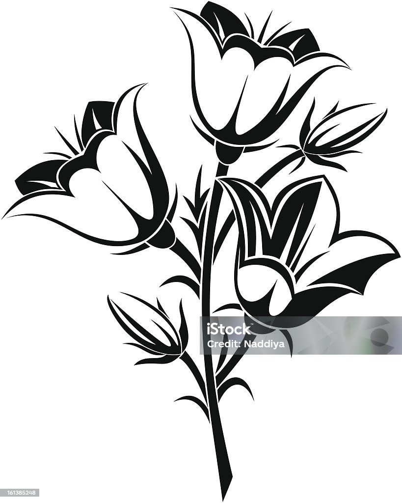 Schwarze silhouette von bluebells. Vektor-illustration. - Lizenzfrei Glockenblume Vektorgrafik