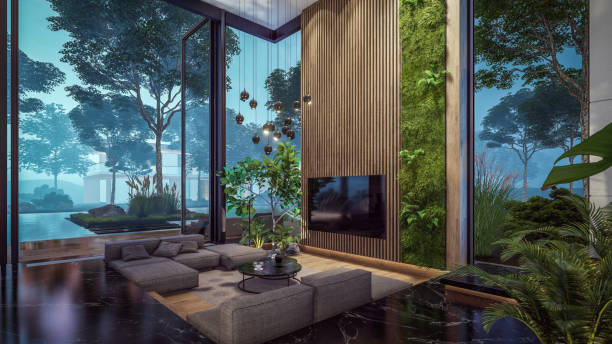 istock 3d rendering of expensive cozy interior with green walls in night 1613853797