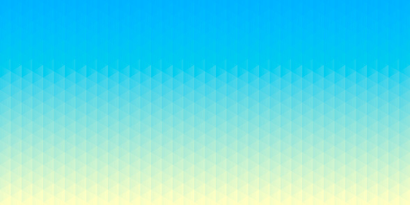 Modern and trendy abstract geometric background. Beautiful mosaic with triangular patterns and a color gradient. This illustration can be used for your design, with space for your text (colors used: Yellow, Beige, Turquoise, Green, Blue). Vector Illustration (EPS10, well layered and grouped), wide format (2:1). Easy to edit, manipulate, resize or colorize.