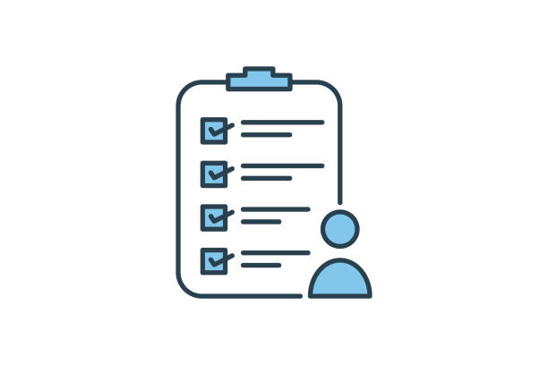 ilustraciones, imágenes clip art, dibujos animados e iconos de stock de icono de evaluación de empleo. icono relacionado con la evaluación. estilo de icono de línea plana. diseño vectorial simple editable - evaluación del desempeño