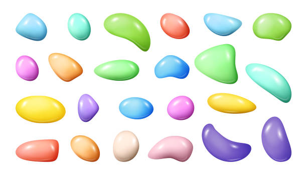 istock Colorful liquid shapes and fluids splashes, realistic illustration collection. Isolated abstract bright bubbles with light glow and color. Forms and elements, drops with tint and shade 1613939126