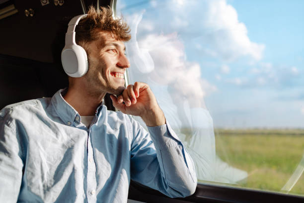 istock Tranquil scene of a man traveling 1613944657