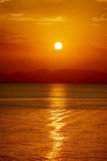 istock Sunset over the lake. Shining sun and lake 1613979171