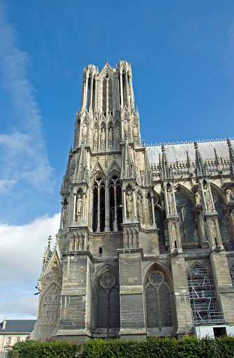 Reims, France, Religious Monuments, Notre-Dame Cathedral, Side View, Gothic Architecture, Steeple