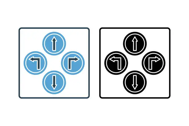 Vector illustration of road sign Icon. Icon related to traffic. solid icon style. Simple vector design editable