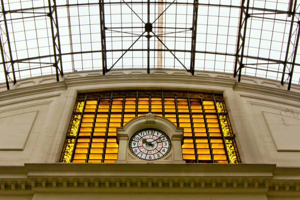 istock Railway station, train station clock, Barcelona,  Spain . 1614007501
