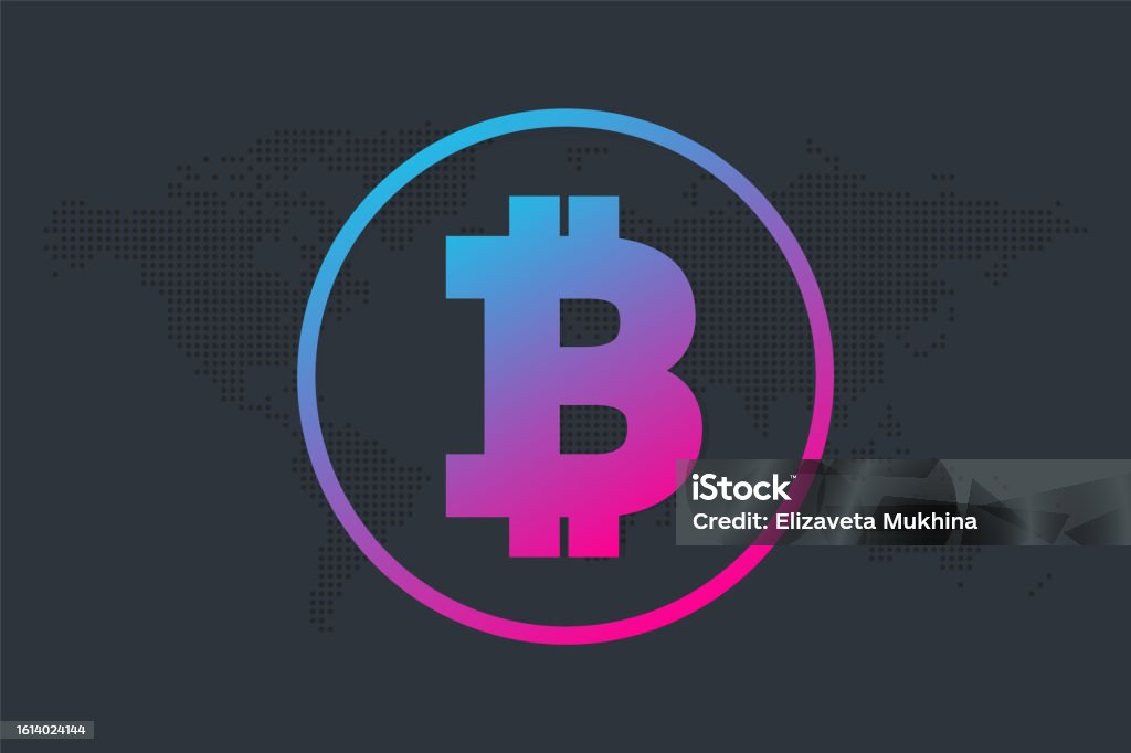 Bitcoin Gradient Bitcoin Gradient Vector Sign World Map Background Blockchain Technology ...