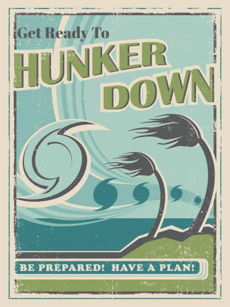 A vintage style poster advertisement for hurricane preparedness