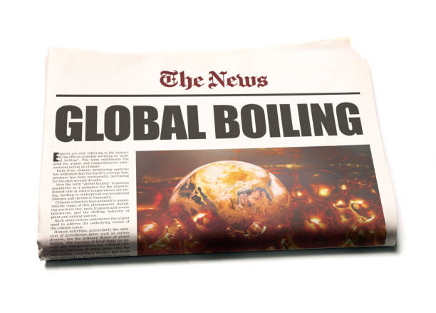 Newspaper front page about Global Boiling, referring to the climate change crisis