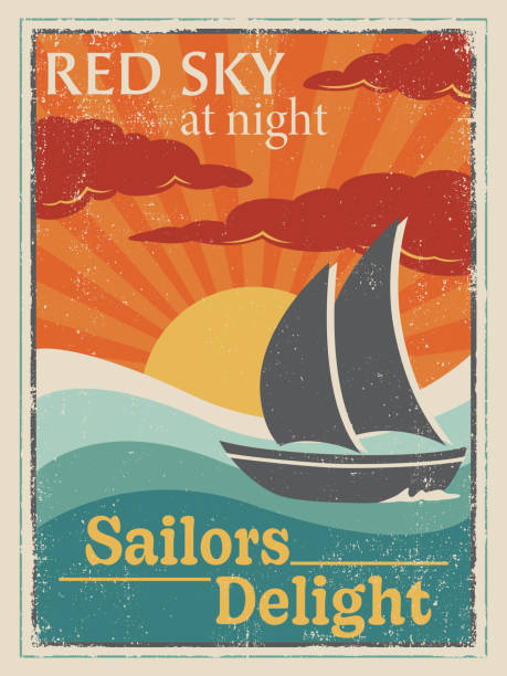 ilustrações de stock, clip art, desenhos animados e ícones de sailors delight - nautical vessel wave pattern old fashioned summer