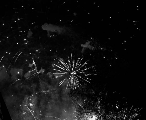 istock Burst colorful fireworks in night dark sky 1614085183