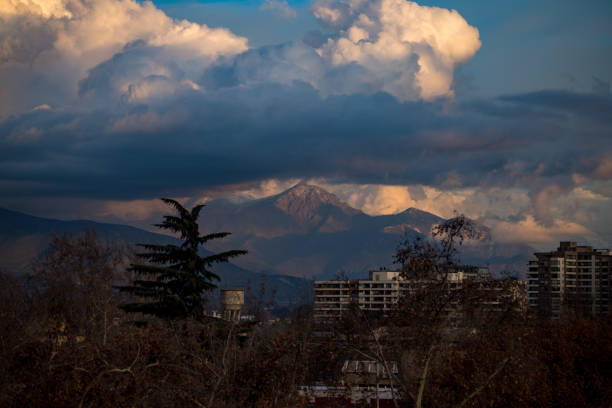 Winter clouds mountain Cordillera de los Andes
