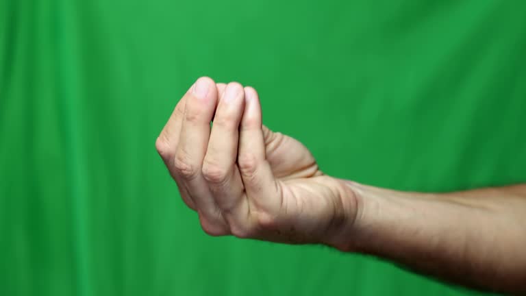 Typical Italian hand gestures isolated on green screen