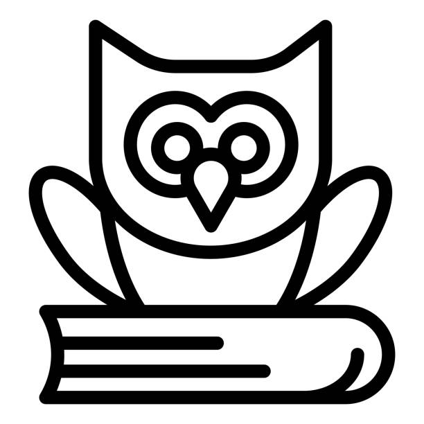 istock Owl seating on the book line icon, education concept, owl and book sign on white background, owl and book icon in outline style mobile concept web design. Vector graphics. 1614212715